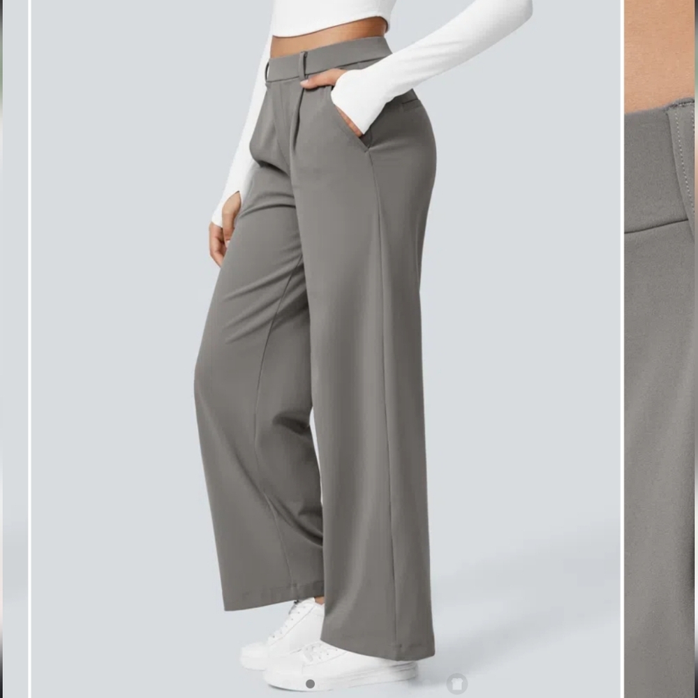 Halara Wide Leg High-Rise Pants in Gray NWOT Size M